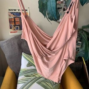 Boohoo pink bodysuit, wrap top, comfortable bottom
